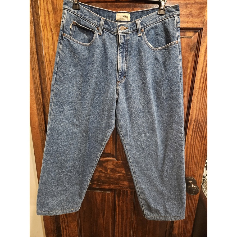LL Bean Size 36x30 Flannel Fleece Lined Men Denim Jeans Vintage Straight Winter